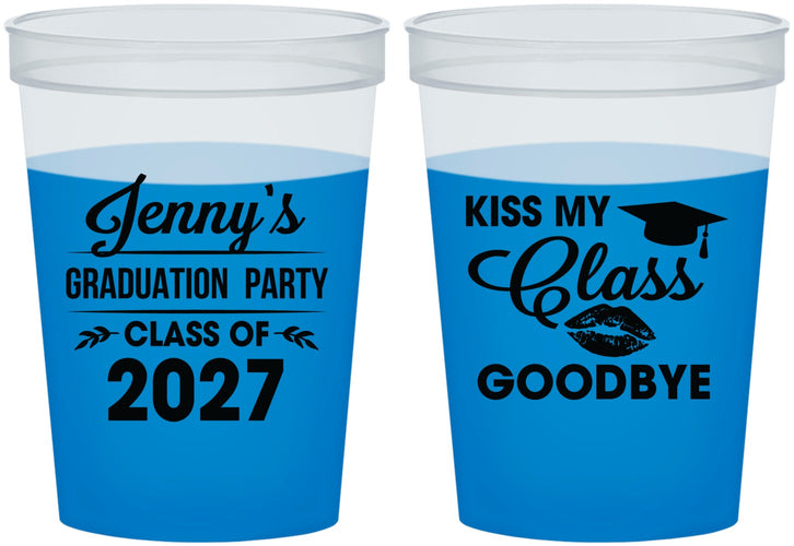 Custom Graduation 16 oz Color Changing Cups - Class Of 2027 Kiss Class Goodbye | 130028