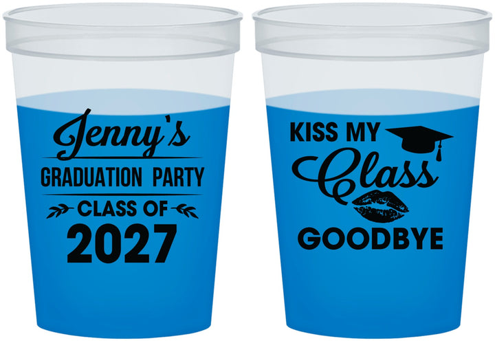 Custom Graduation 16 oz Color Changing Cups - Class Of 2027 Kiss Class Goodbye | 130028