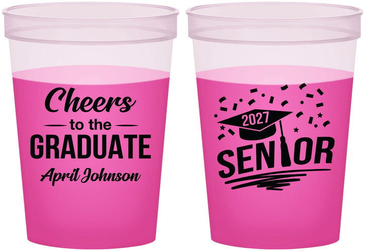 Custom Graduation 16 oz Color Changing Cups - Class Of 2027 Cheers Graduate | 130035