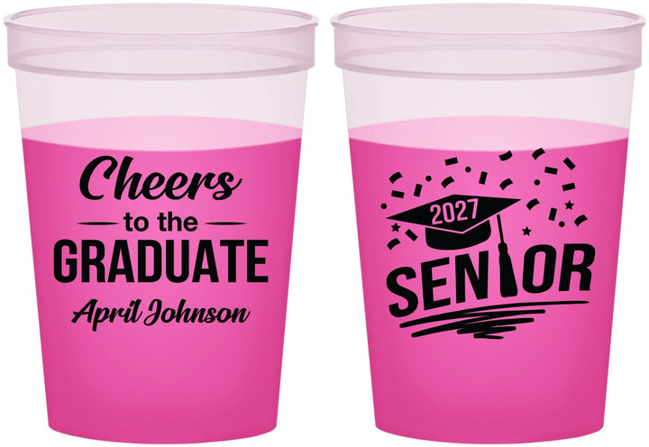Custom Graduation 16 oz Color Changing Cups - Class Of 2027 Cheers Graduate | 130035