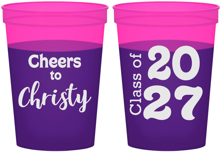 Custom Graduation 16 oz Color Changing Cups - Class Of 2027 Cheers | 130037