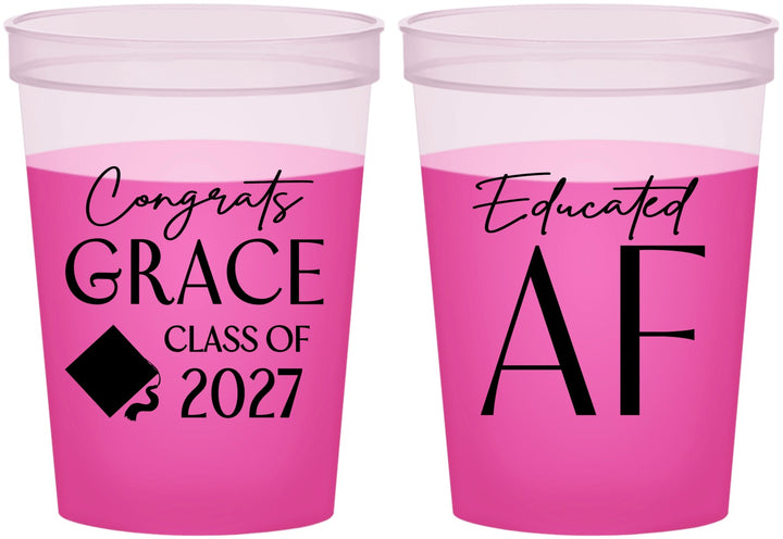 Custom Graduation 16 oz Color Changing Cups - Class Of 2027 Educated Af | 130040