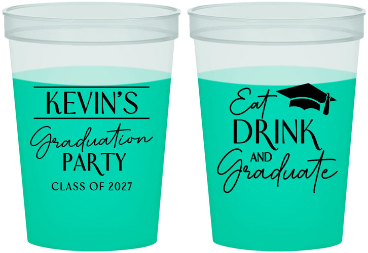 Custom Graduation 16 oz Color Changing Cups - Class Of 2027 Eat Drink Graduate | 130043