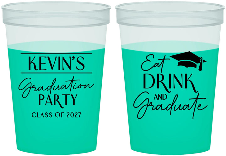 Custom Graduation 16 oz Color Changing Cups - Class Of 2027 Eat Drink Graduate | 130043
