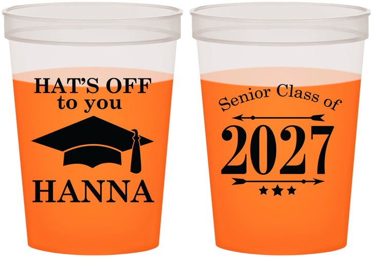 Custom Graduation 16 oz Color Changing Cups - Class Of 2027 Hats Off | 130049