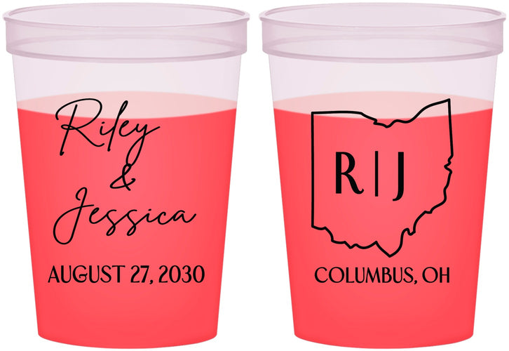 Custom Wedding 16 oz Color Changing Cups - Ohio | 134