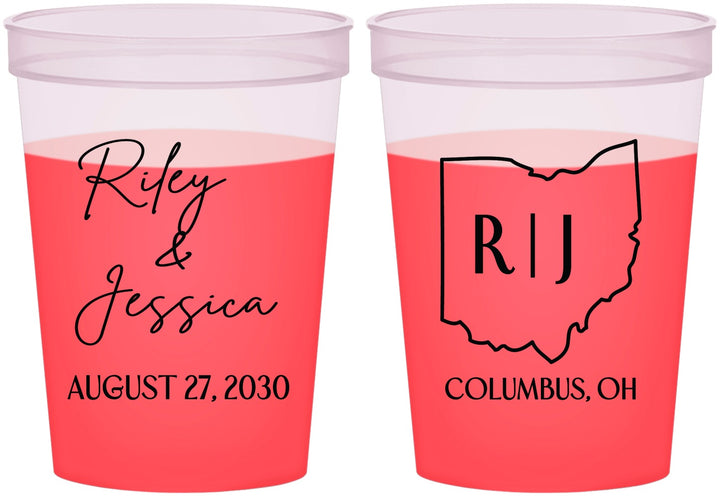 Custom Wedding 16 oz Color Changing Cups - Ohio | 134