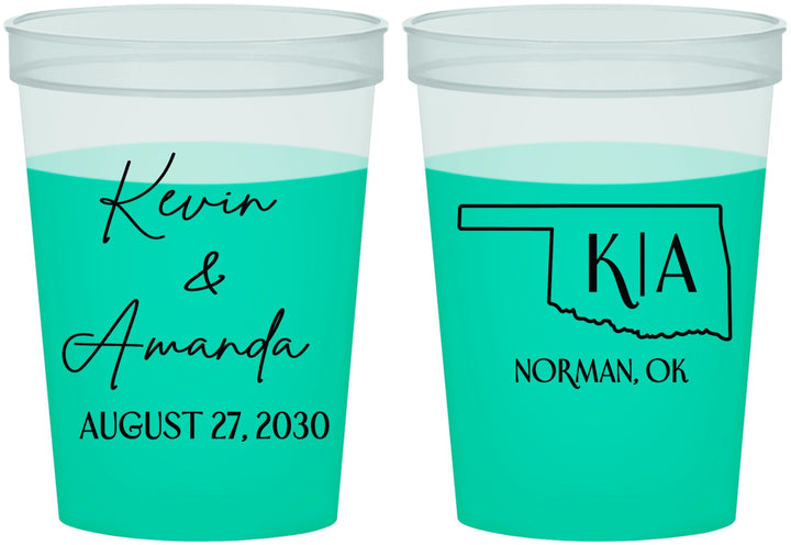 Custom Wedding 16 oz Color Changing Cups - Oklahoma | 135