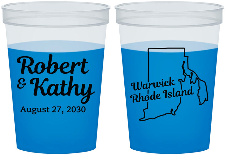 Custom Wedding 16 oz Color Changing Cups - Rhode Island | 138
