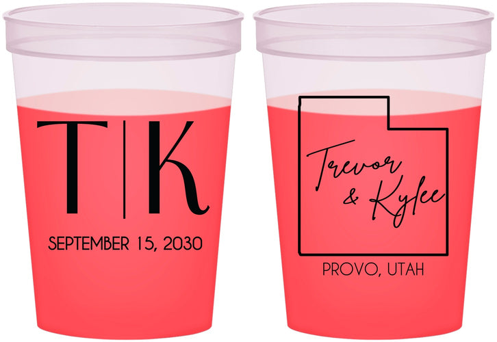 Custom Wedding 16 oz Color Changing Cups - Utah | 143