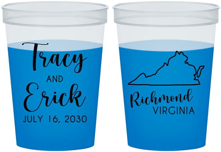 Custom Wedding 16 oz Color Changing Cups - Virginia | 145