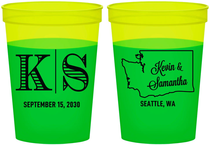 Custom Wedding 16 oz Color Changing Cups - Washington | 146
