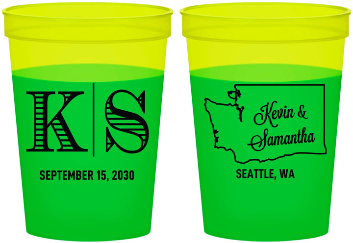 Custom Wedding 16 oz Color Changing Cups - Washington | 146