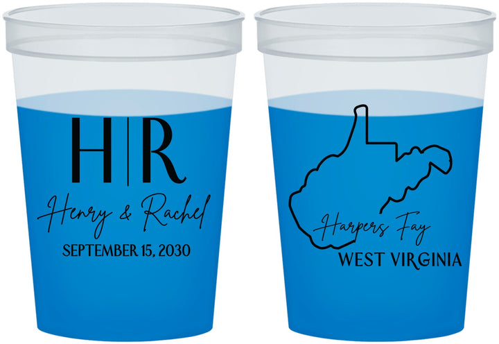 Custom Wedding 16 oz Color Changing Cups - West Virginia | 147