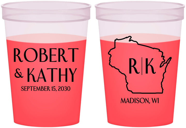 Custom Wedding 16 oz Color Changing Cups - Wisconsin | 148