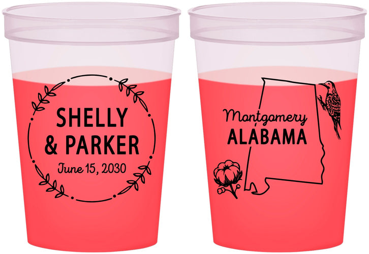 Custom Wedding 16 oz Color Changing Cups - Alabama | 150