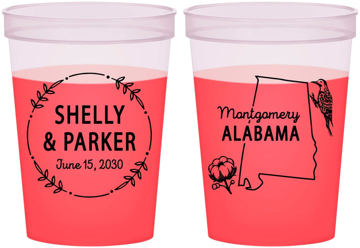Custom Wedding 16 oz Color Changing Cups - Alabama | 150