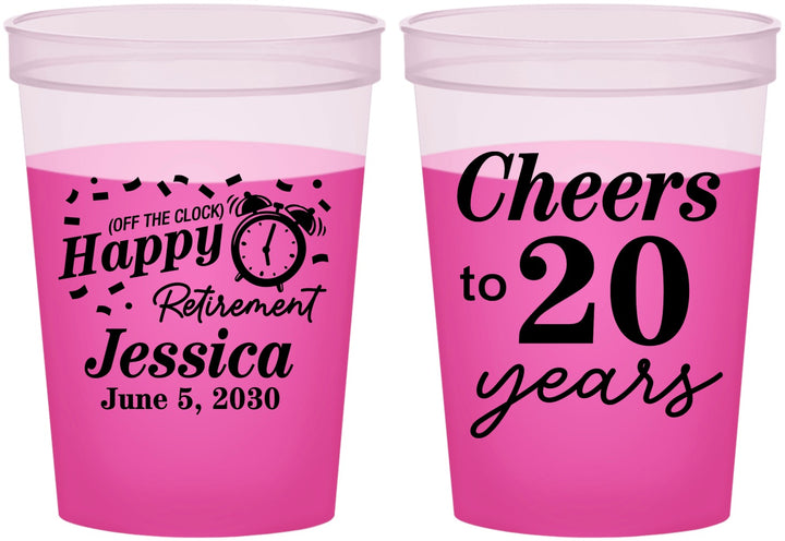 Custom Retirement 16 oz Color Changing Cups - Off The Clock | 150001
