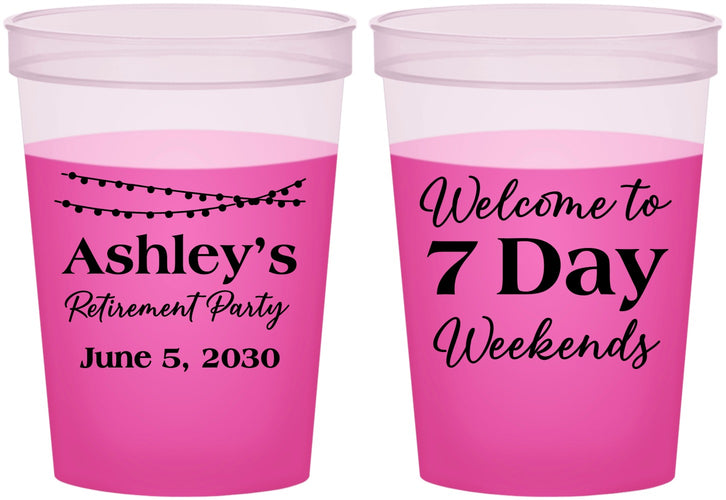 Custom Retirement 16 oz Color Changing Cups - 7 Day Weekends | 150004