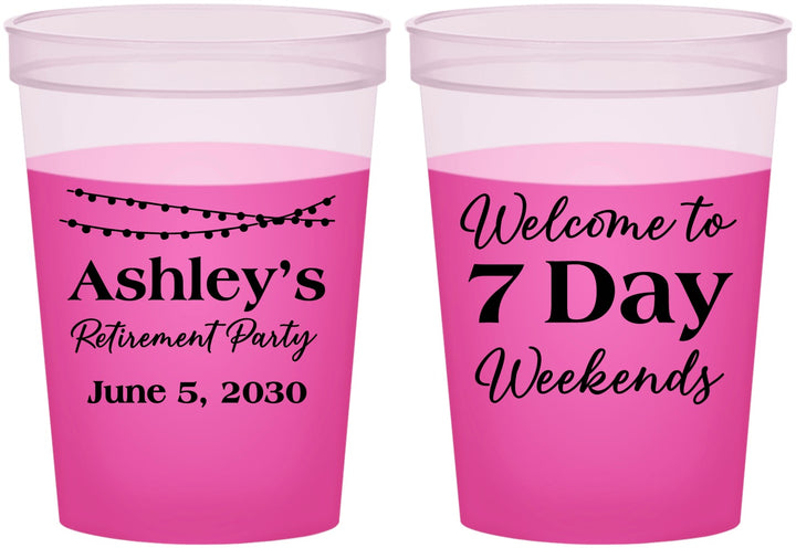 Custom Retirement 16 oz Color Changing Cups - 7 Day Weekends | 150004