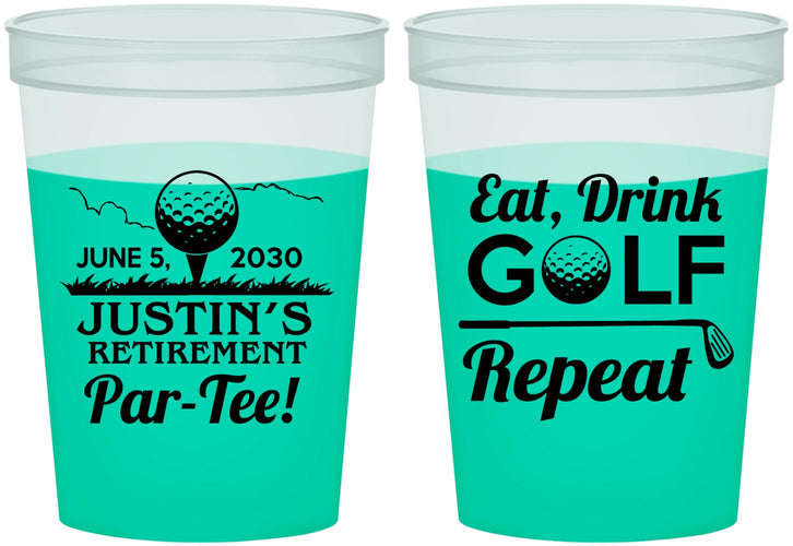 Custom Retirement 16 oz Color Changing Cups - Eat Drink Golf Repeat | 150005