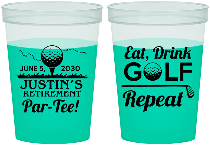 Custom Retirement 16 oz Color Changing Cups - Eat Drink Golf Repeat | 150005