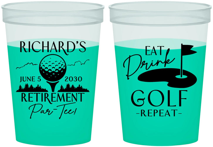 Custom Retirement 16 oz Color Changing Cups - Eat Drink Golf Repeat | 150006