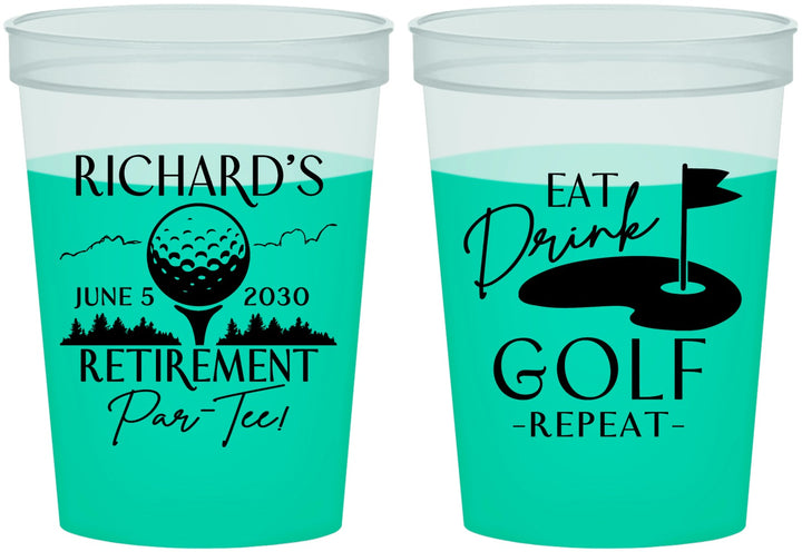 Custom Retirement 16 oz Color Changing Cups - Eat Drink Golf Repeat | 150006