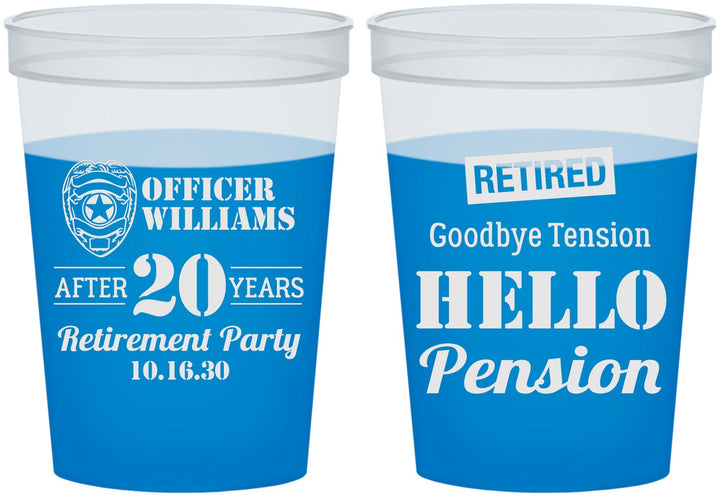 Custom Retirement 16 oz Color Changing Cups - Police Officer | 150013