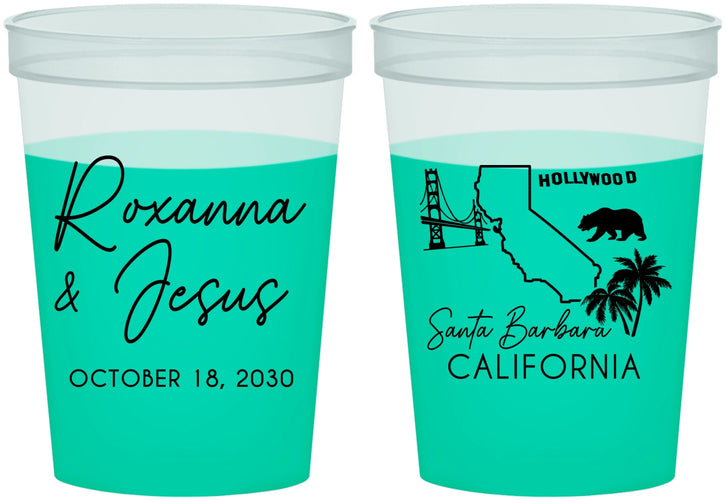 Custom Wedding 16 oz Color Changing Cups - California | 154