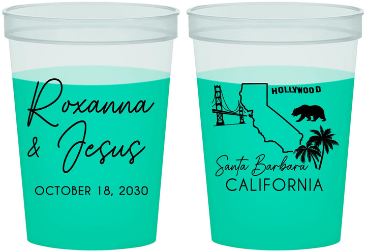 Custom Wedding 16 oz Color Changing Cups - California | 154