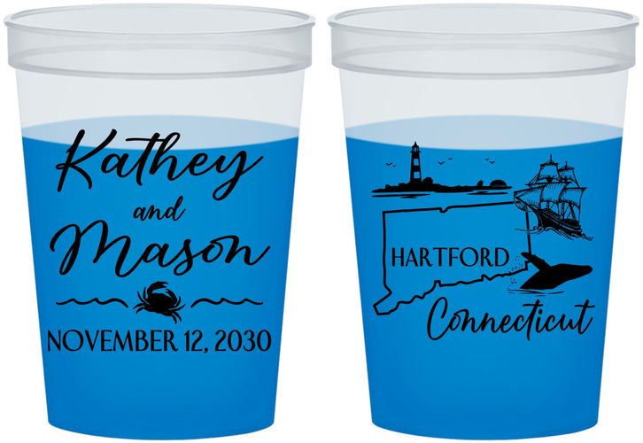 Custom Wedding 16 oz Color Changing Cups - Connecticut | 156
