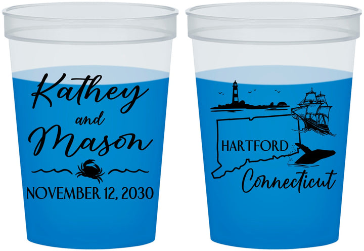 Custom Wedding 16 oz Color Changing Cups - Connecticut | 156