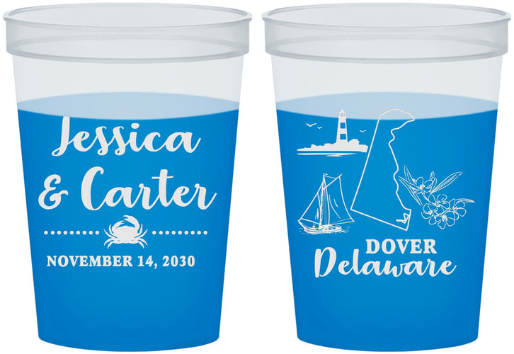Custom Wedding 16 oz Color Changing Cups - Delaware | 157