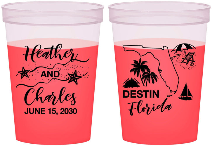 Custom Wedding 16 oz Color Changing Cups - Florida | 158