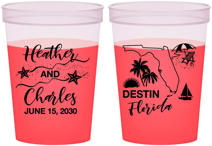 Custom Wedding 16 oz Color Changing Cups - Florida | 158