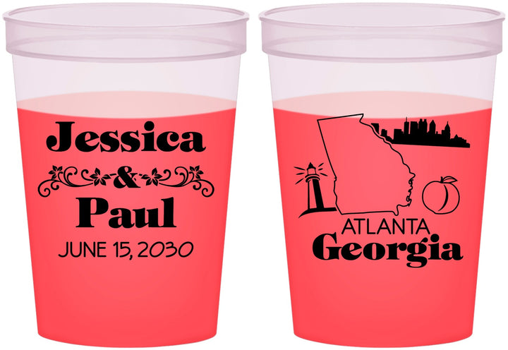 Custom Wedding 16 oz Color Changing Cups - Georgia | 159