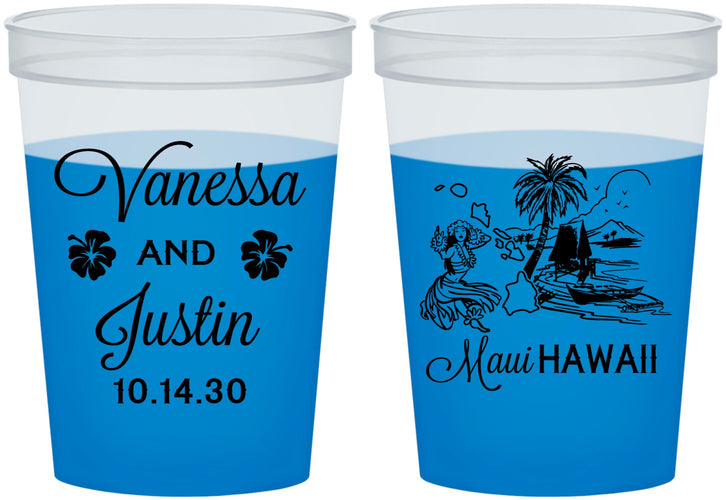 Custom Wedding 16 oz Color Changing Cups - Hawaii | 160