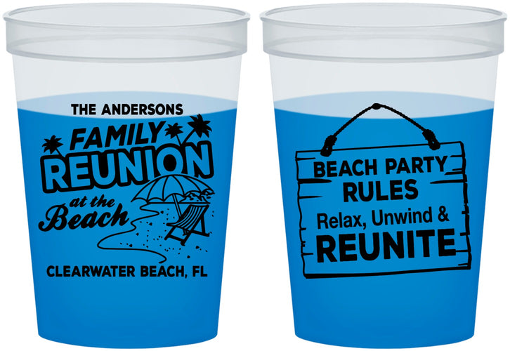 Custom Family Reunion 16 oz Color Changing Cups - Beach Reunite | 160011