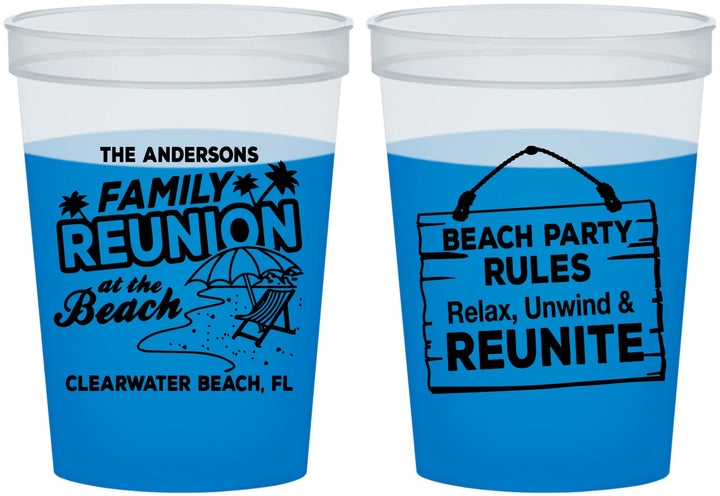 Custom Family Reunion 16 oz Color Changing Cups - Beach Reunite | 160011