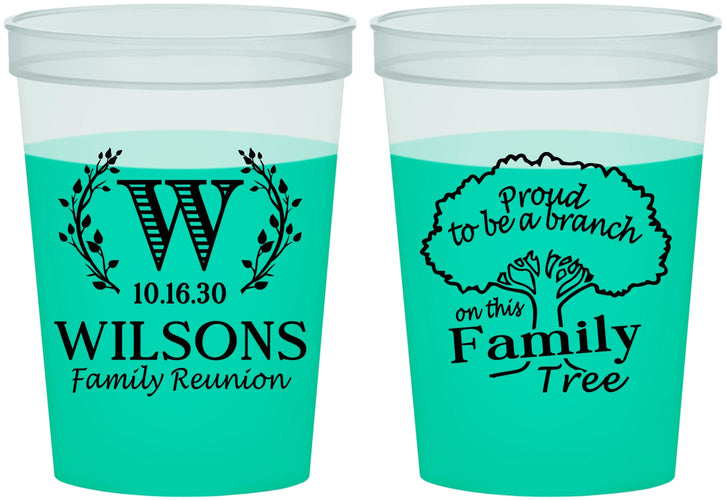 Custom Family Reunion 16 oz Color Changing Cups - Monogram Tree | 160056