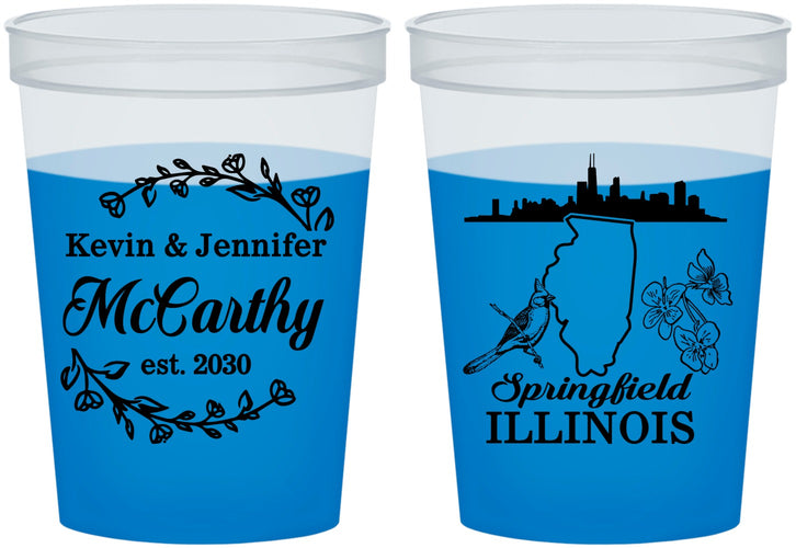 Custom Wedding 16 oz Color Changing Cups - Illinois | 162