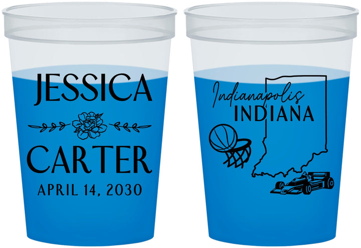 Custom Wedding 16 oz Color Changing Cups - Indiana | 163