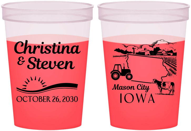 Custom Wedding 16 oz Color Changing Cups - Iowa | 164