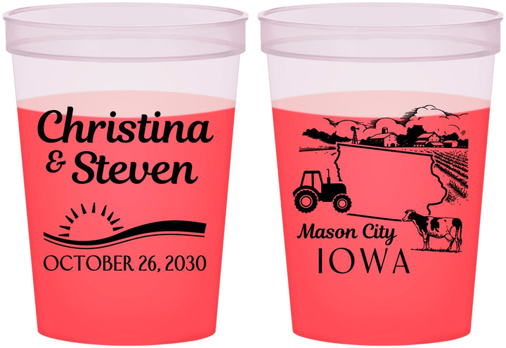 Custom Wedding 16 oz Color Changing Cups - Iowa | 164