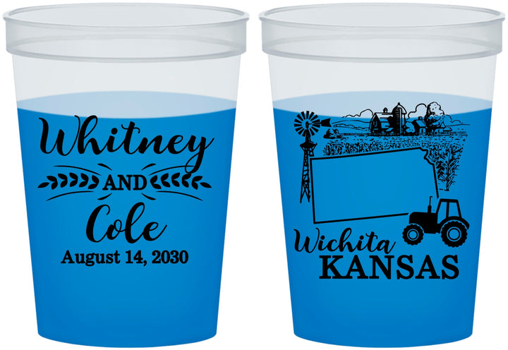 Custom Wedding 16 oz Color Changing Cups - Kansas | 165