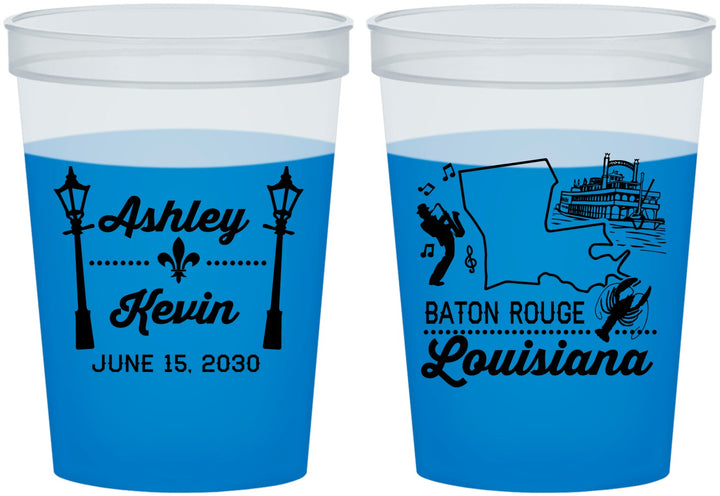 Custom Wedding 16 oz Color Changing Cups - Louisiana | 167