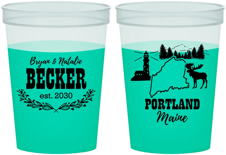 Custom Wedding 16 oz Color Changing Cups - Maine | 168