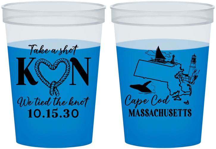 Custom Wedding 16 oz Color Changing Cups - Massachusetts | 170