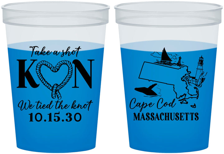 Custom Wedding 16 oz Color Changing Cups - Massachusetts | 170